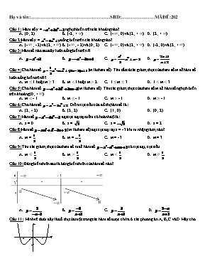 Đề thi thử THPT Quốc gia môn Toán - Mã đề 202 (Có đáp án)